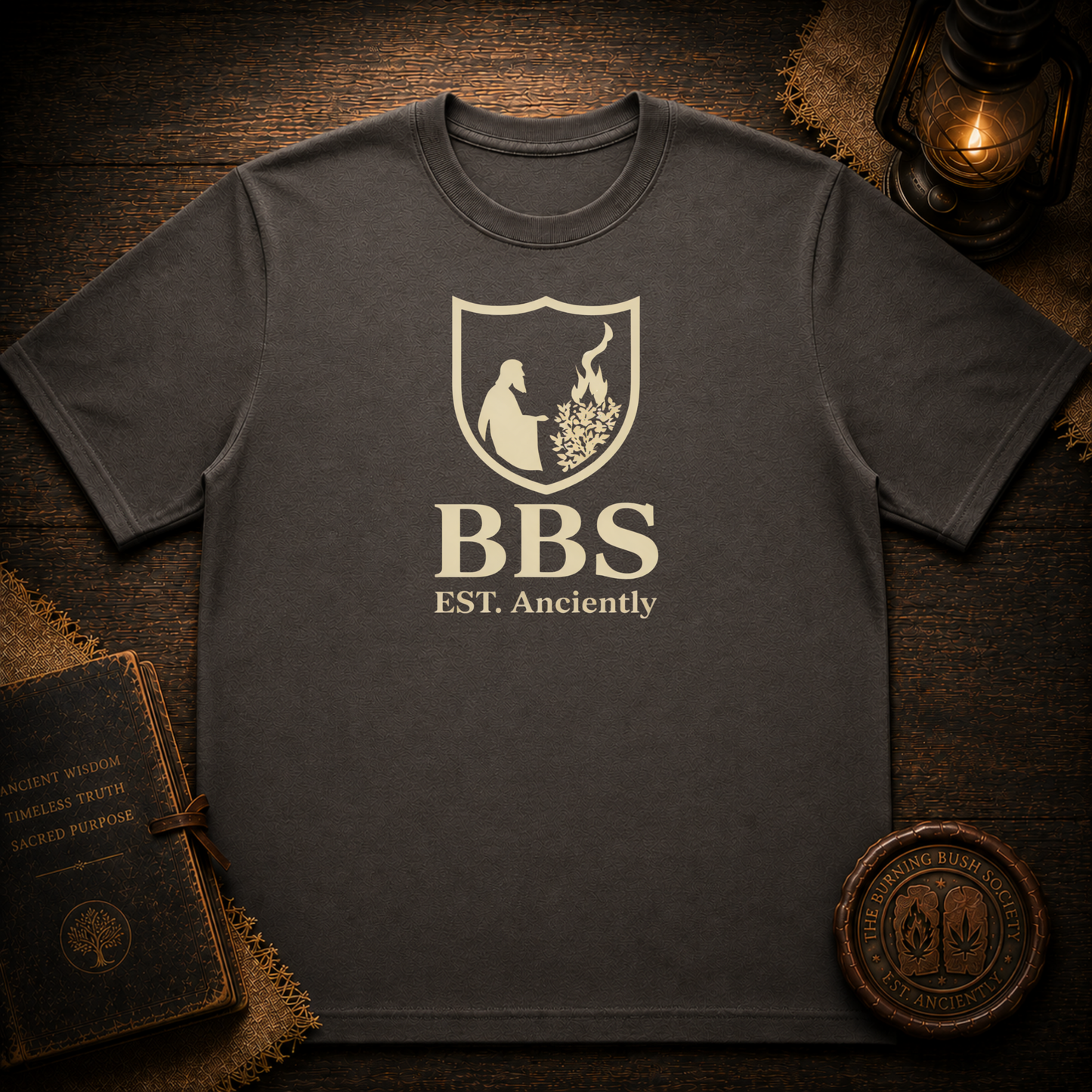 BBS Crest T‑Shirt — "BBS EST. Anciently" Vintage Shield Logo Tee