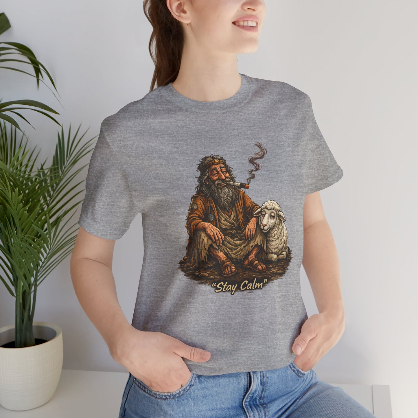 Stay Calm Graphic T-Shirt | Funny Vintage Shepherd Cannabis Tee