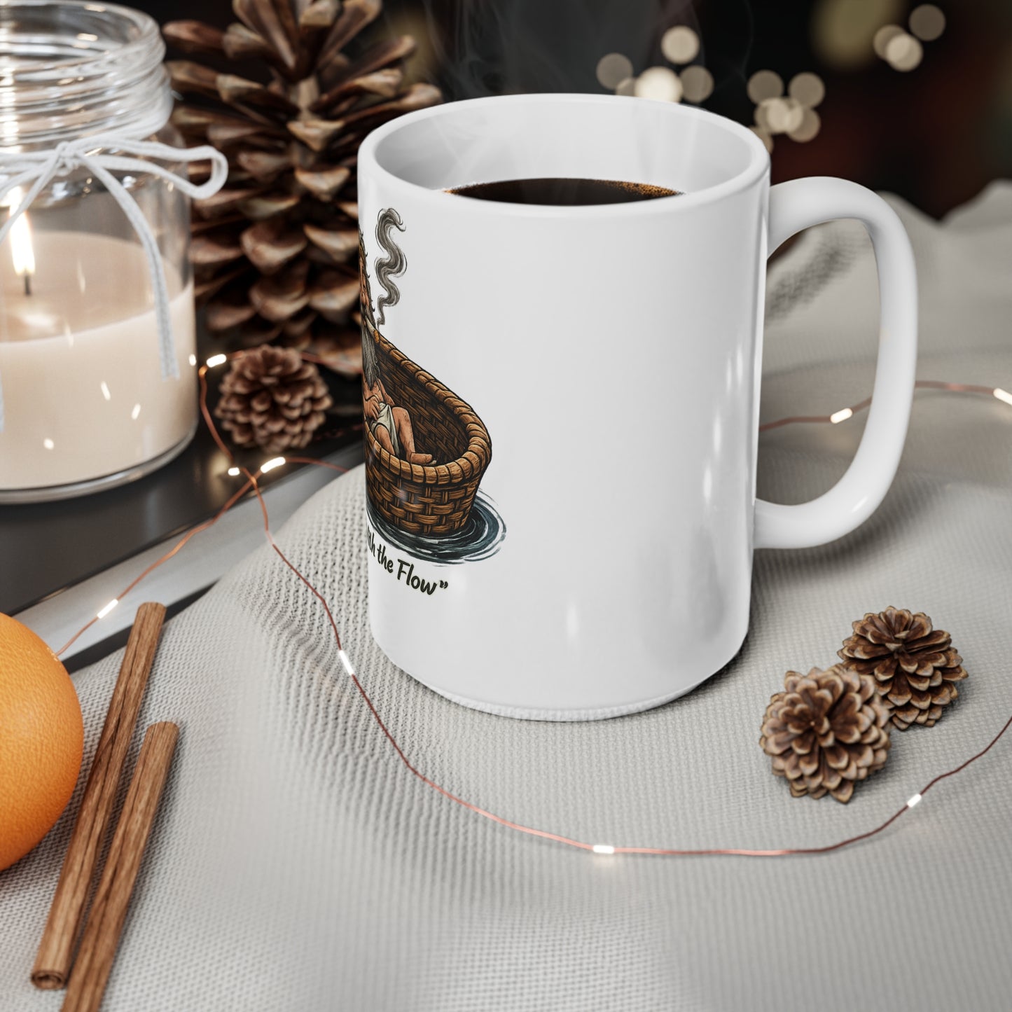 Go With the Flow Mug — Relaxed Smoker in Basket Ceramic Coffee Cup (11oz & 15oz)