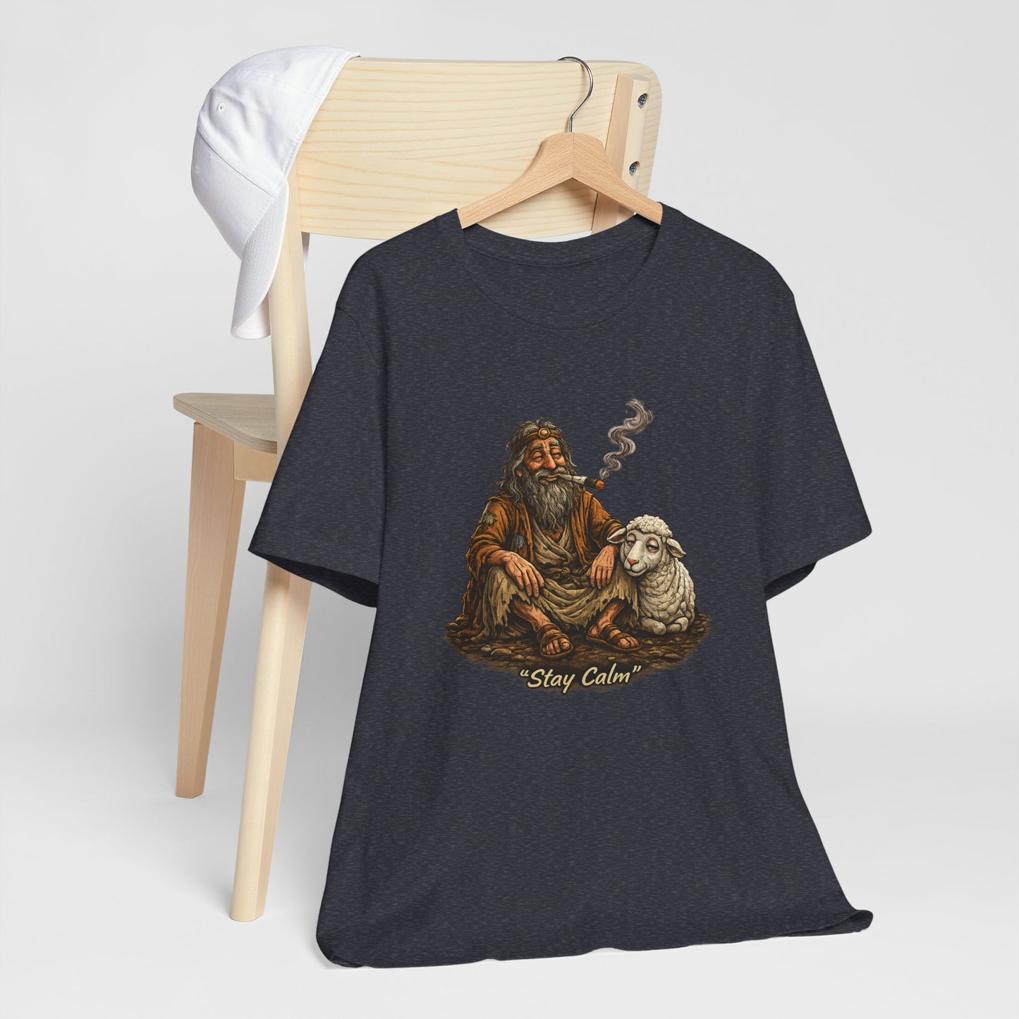 Stay Calm Graphic T-Shirt | Funny Vintage Shepherd Cannabis Tee