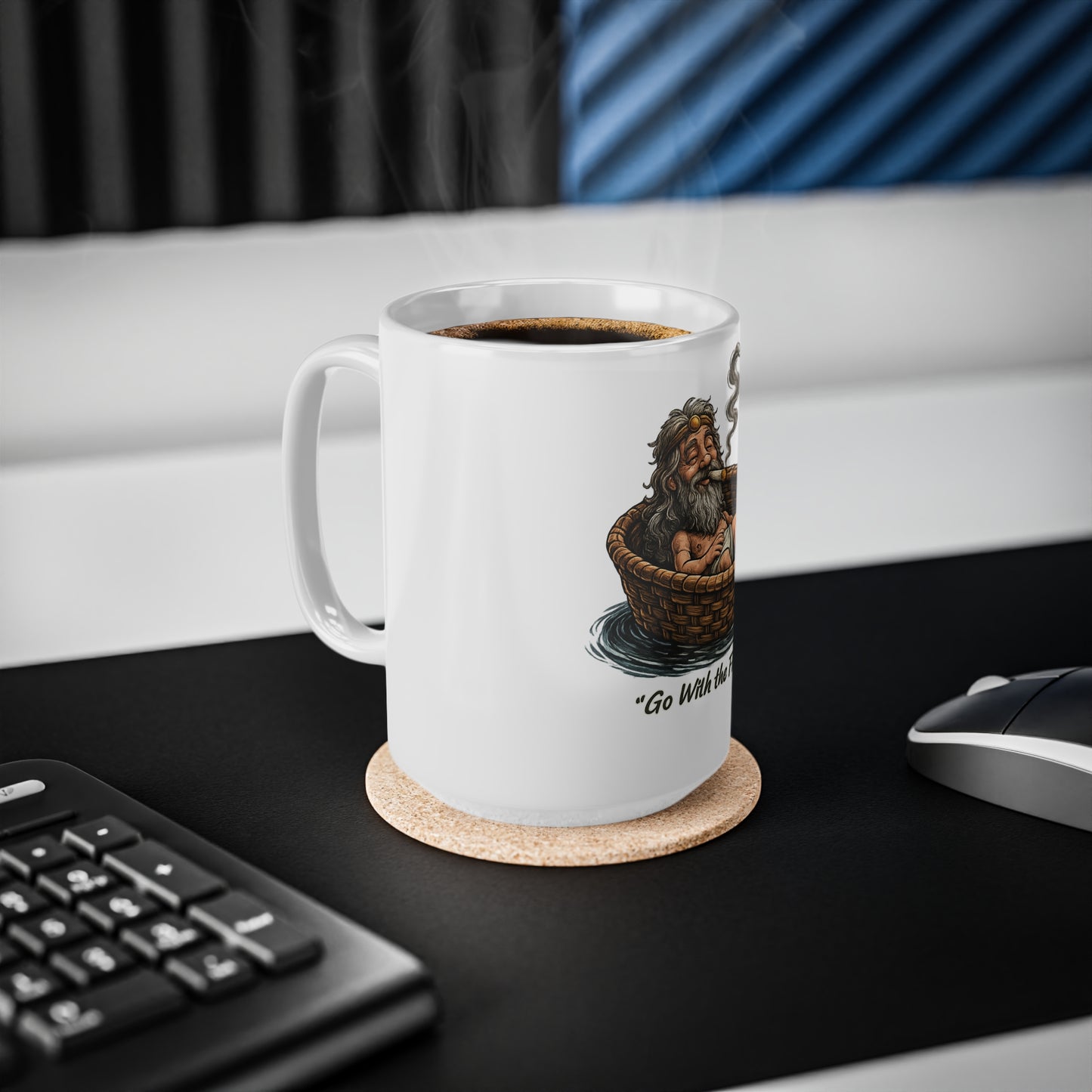 Go With the Flow Mug — Relaxed Smoker in Basket Ceramic Coffee Cup (11oz & 15oz)