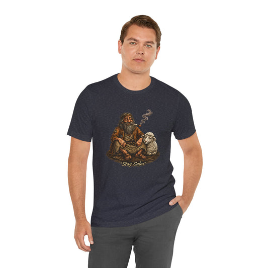 Stay Calm Graphic T-Shirt | Funny Vintage Shepherd Cannabis Tee