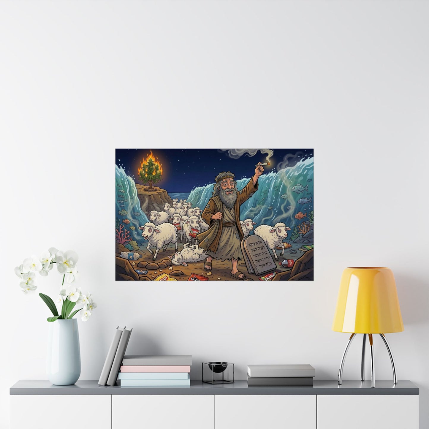 Passover Exodus Poster — Moses Parting the Sea Matte Horizontal Print
