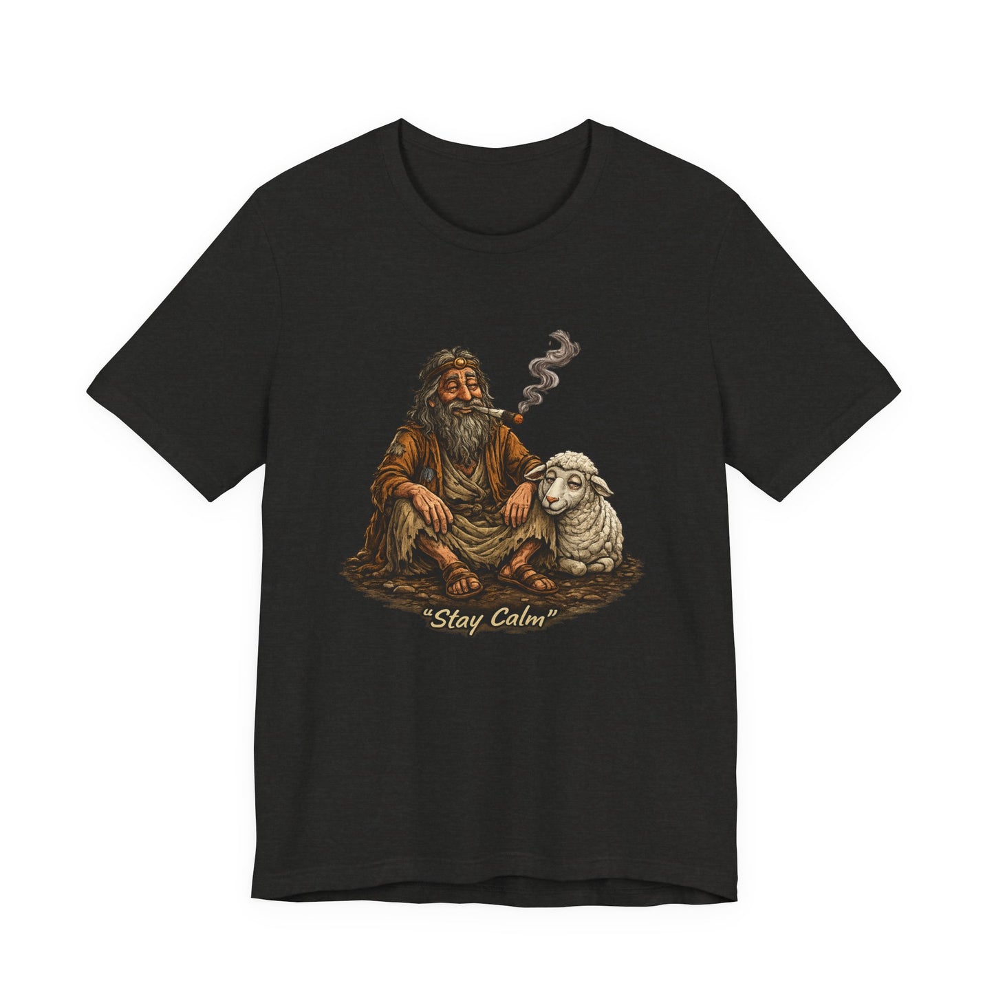 Stay Calm Graphic T-Shirt | Funny Vintage Shepherd Cannabis Tee