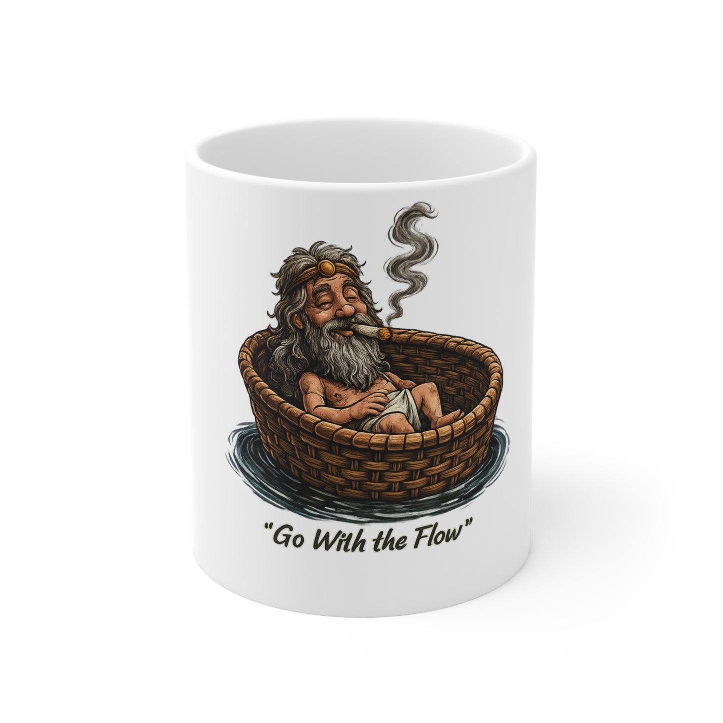 Go With the Flow Mug — Relaxed Smoker in Basket Ceramic Coffee Cup (11oz & 15oz)