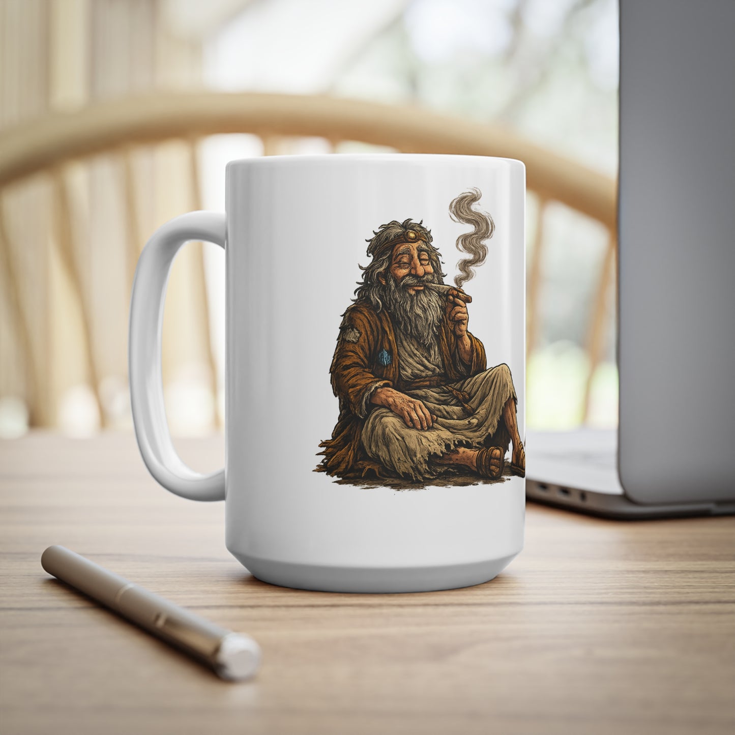 Copy of Go With the Flow Mug — Relaxed Smoker in Basket Ceramic Coffee Cup (11oz & 15oz)