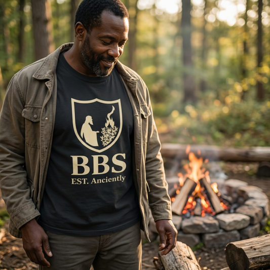 BBS Crest T‑Shirt — "BBS EST. Anciently" Vintage Shield Logo Tee