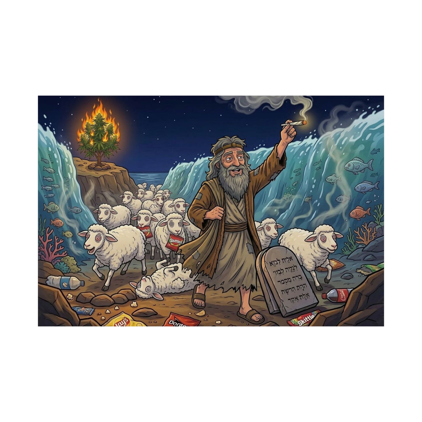 Passover Exodus Poster — Moses Parting the Sea Matte Horizontal Print