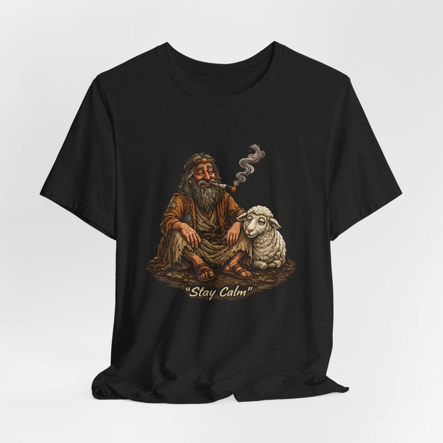 Stay Calm Graphic T-Shirt | Funny Vintage Shepherd Cannabis Tee