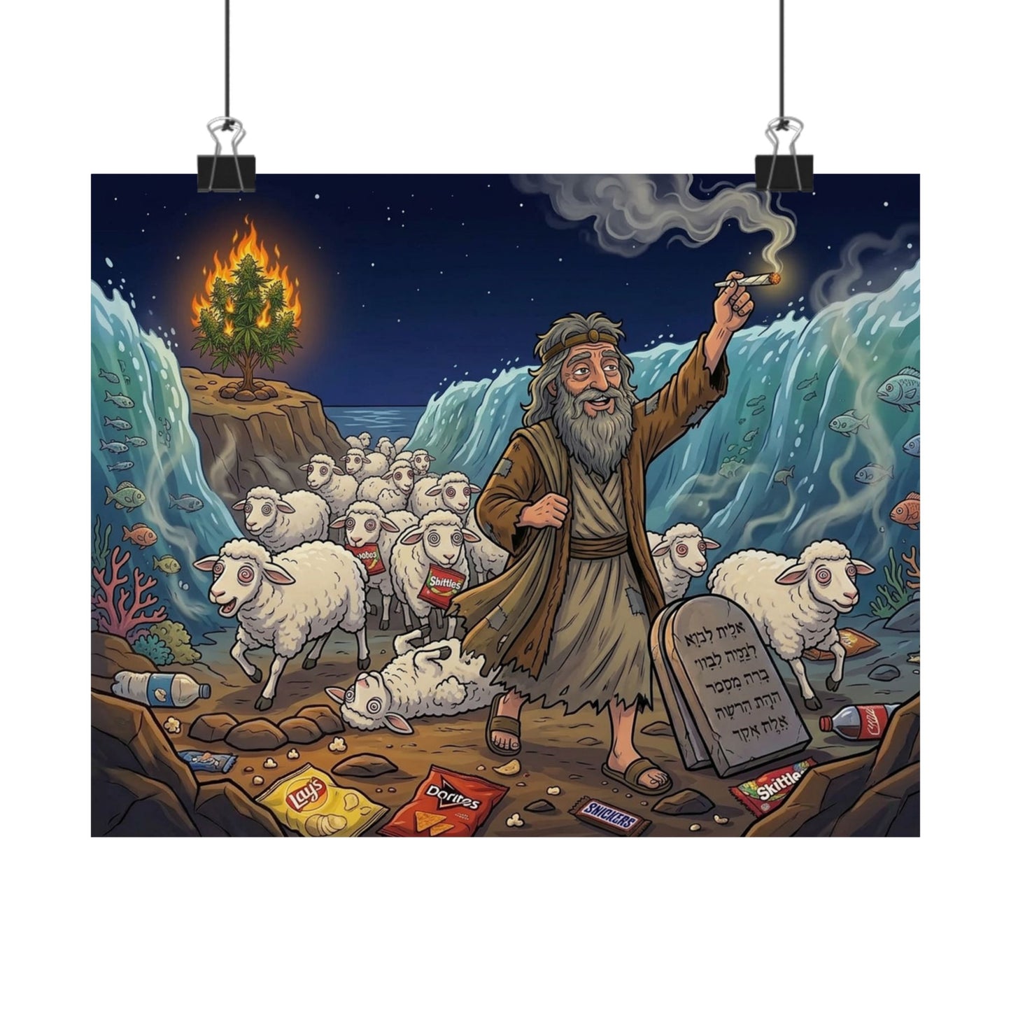 Passover Exodus Poster — Moses Parting the Sea Matte Horizontal Print