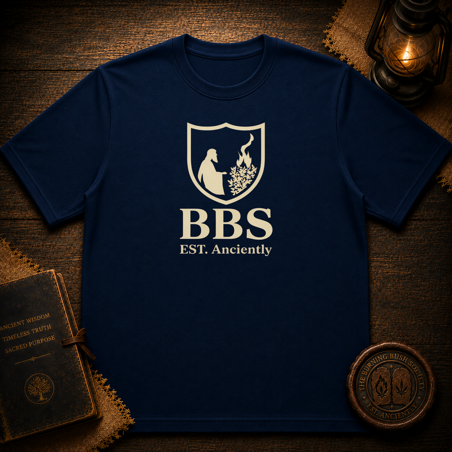 BBS Crest T‑Shirt — "BBS EST. Anciently" Vintage Shield Logo Tee