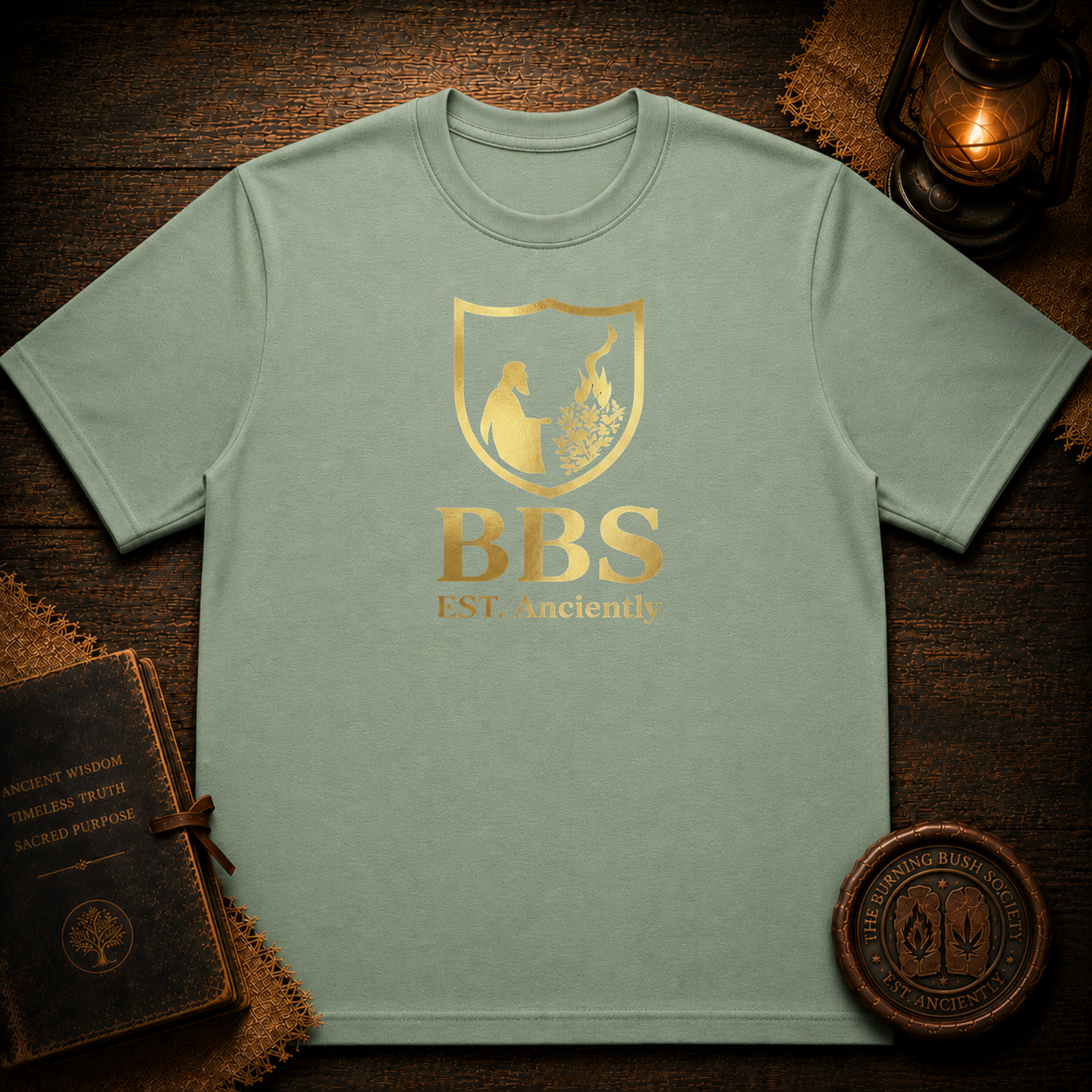 BBS Crest T‑Shirt — "BBS EST. Anciently" Vintage Shield Logo Tee